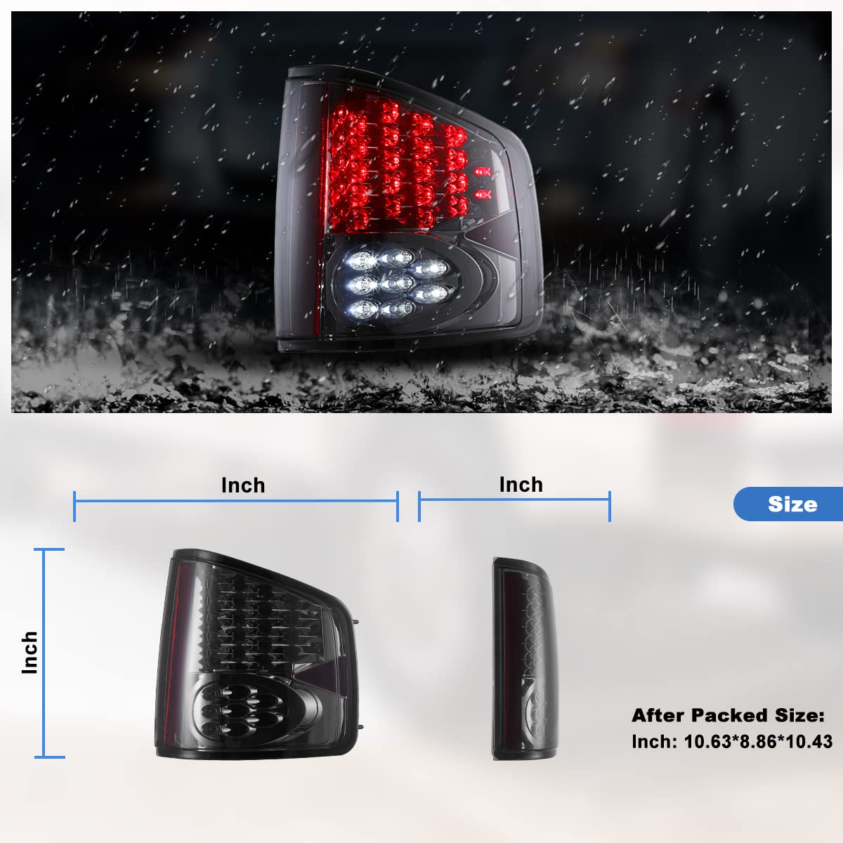 Winjet LED Tail Lights Compatible with Chevy S10 & GMC Sonoma Pickup (1994-2004) - Durable Replacement for Improved Visibility & Safety - Perfect for Night Driving & Towing