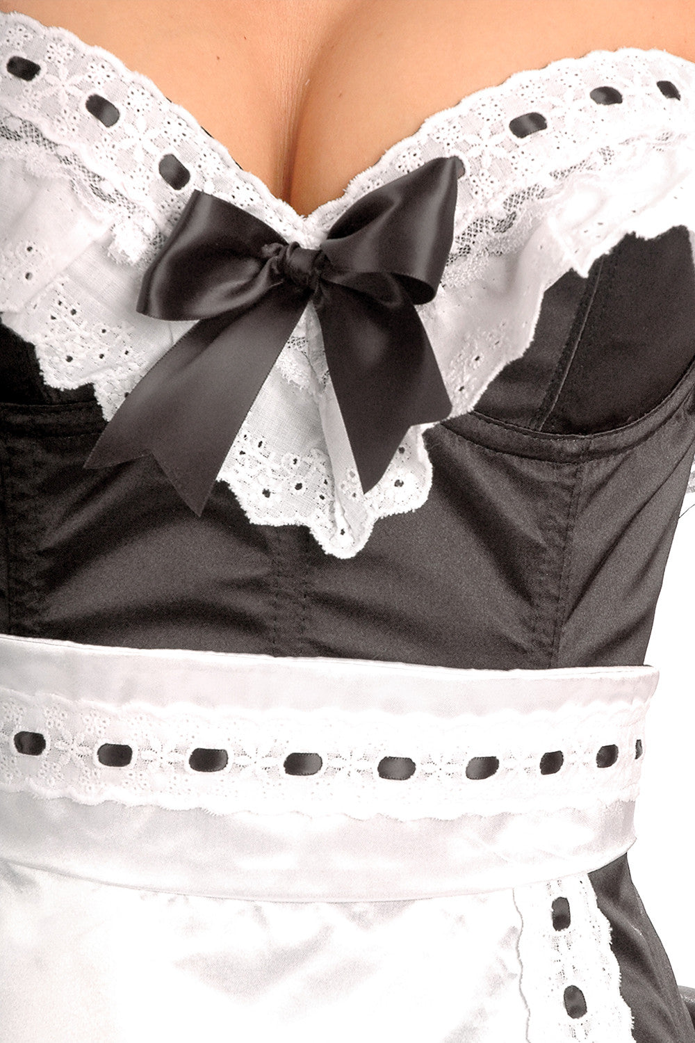 Elegant Maid Corset with Adjustable Apron - Victorian Lingerie Costume for Cosplay, Halloween & Role Play - Perfect for Themed Parties & Boudoir Photography