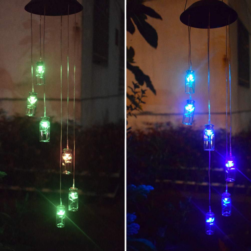 Solar Powered Wind Chime Lights - Outdoor Hanging Solar Lamp with Wind Chimes for Garden, Patio, Yard Decor - Weatherproof Landscape Lighting for Nighttime Ambience