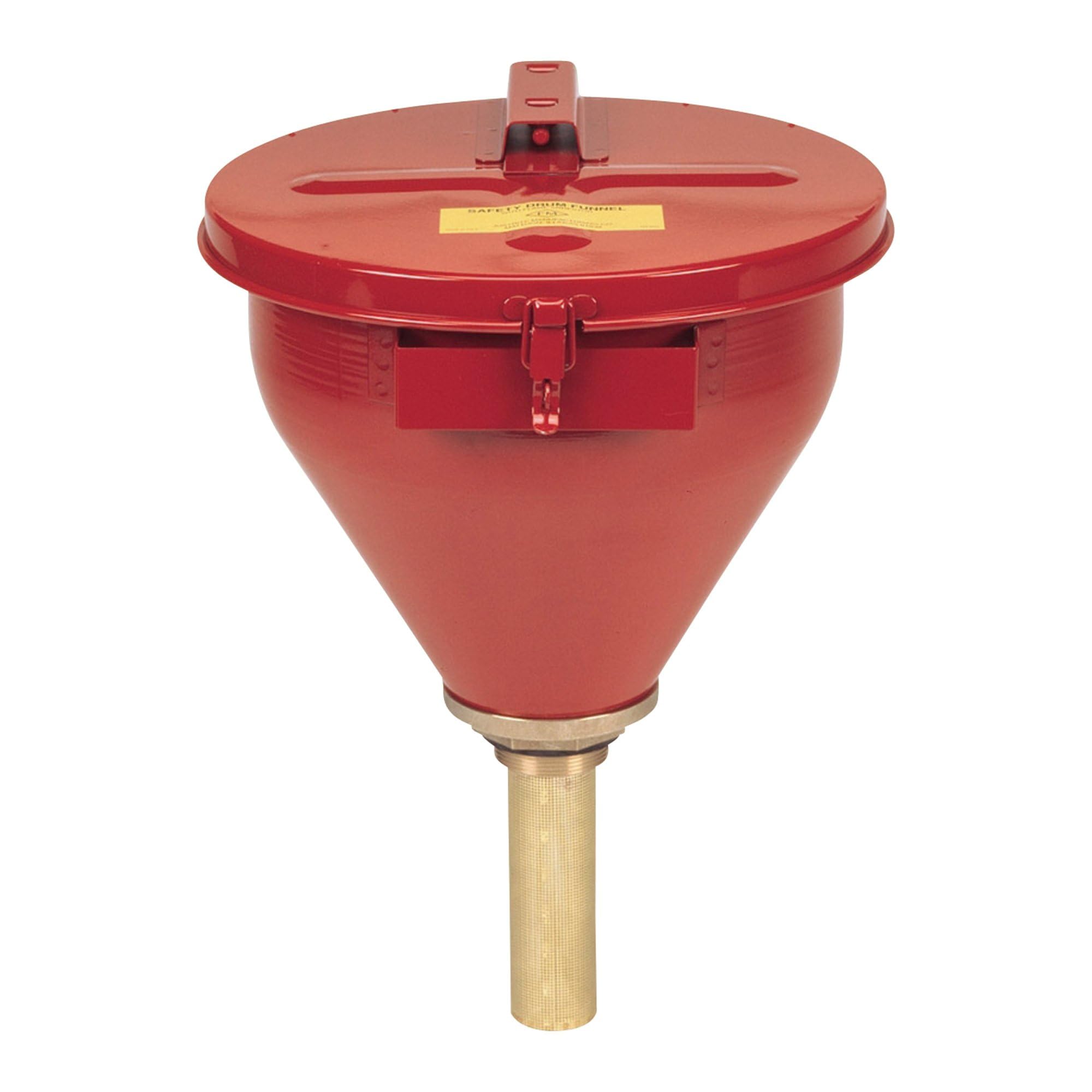 Justrite 08207 Large Steel Drum Funnel with 6in Arrestor - Heavy Duty Industrial Chemical Transfer for Oil, Gas & Automotive Fluids - Workshop & Garage Use