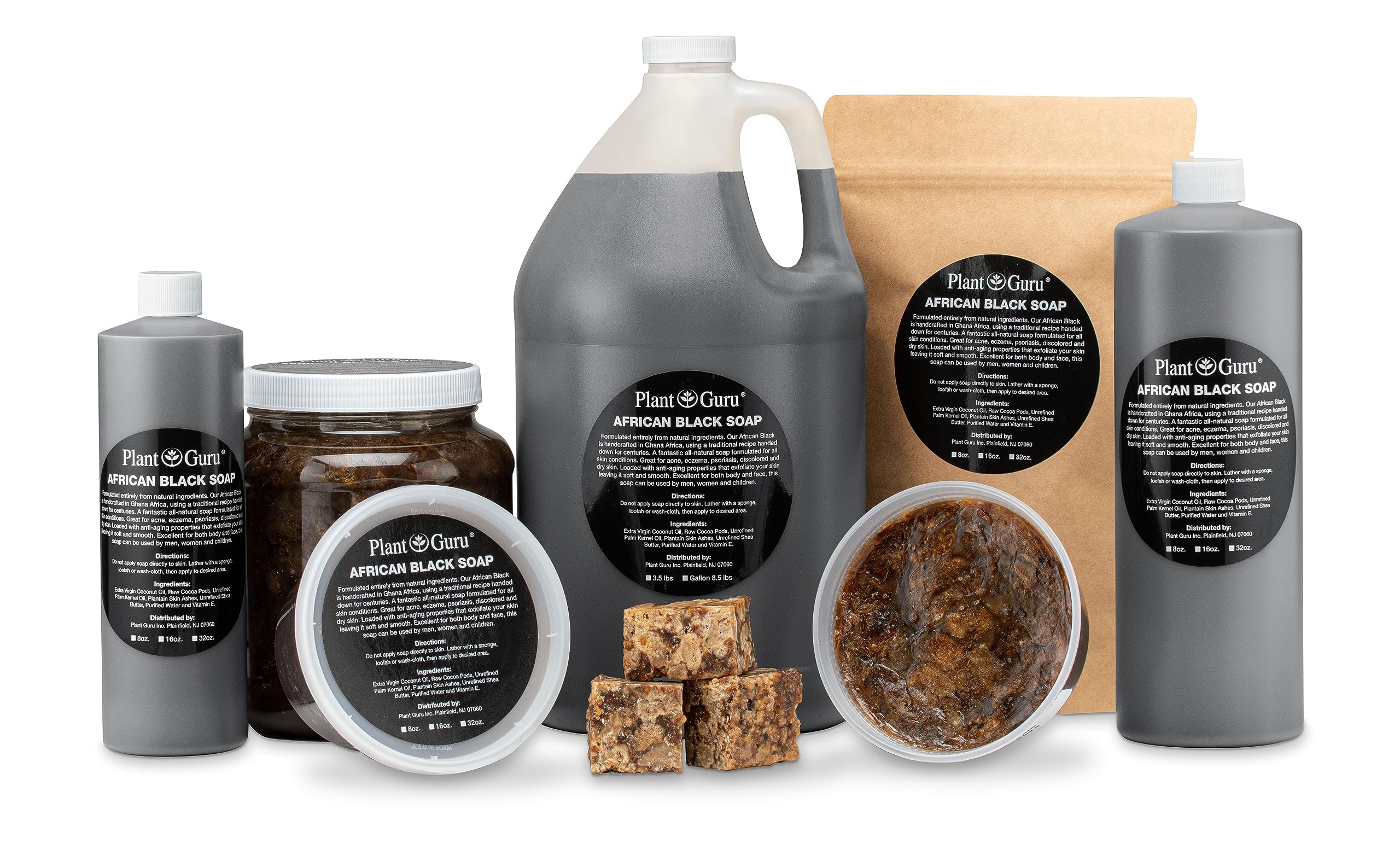 Raw African Black Soap Bar 8 oz - 100% Pure Natural Organic from Ghana for Acne, Eczema & Psoriasis Treatment | Helps with Dry Skin, Scars & Dark Spots | Gentle Face & Body Wash for Pimples & Blackheads | Perfect for Daily Skincare & Sensitive Skin Care Routine