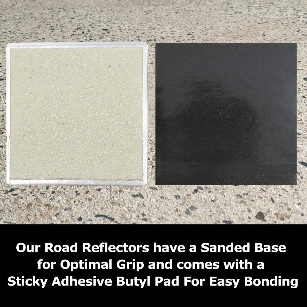 Peel-N-Stick Yellow Reflective Road Markers (10 Pack) - High Visibility Driveway & Pavement Safety Stickers - Perfect for Parking Lots, Bike Lanes & Construction Zones