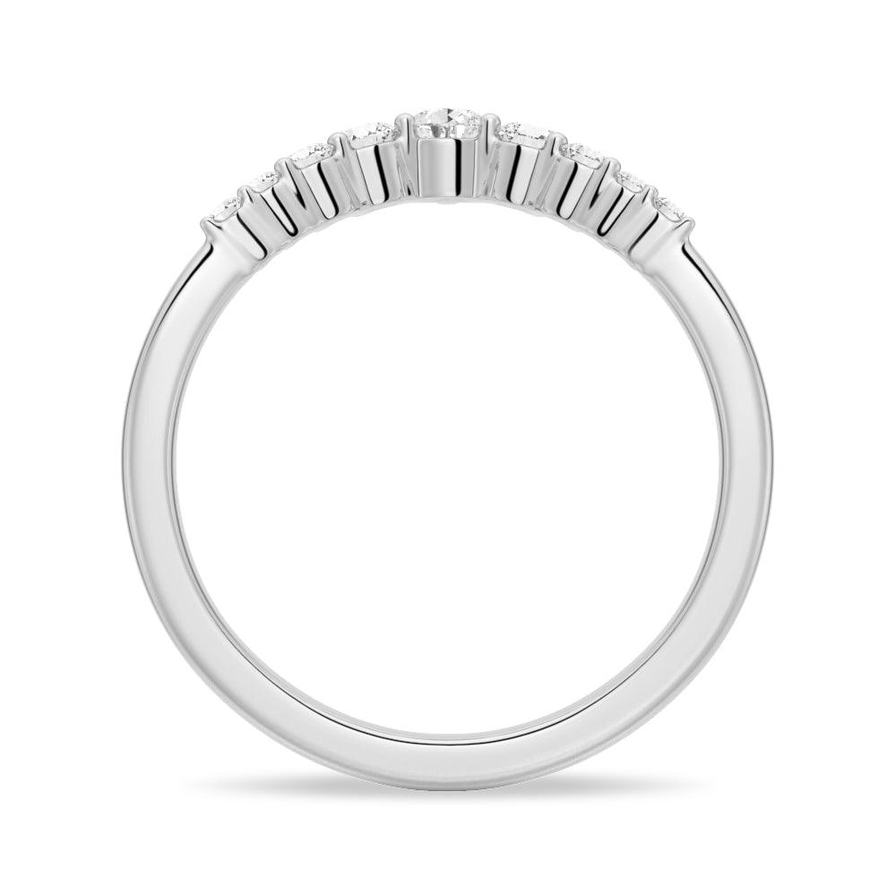 Curved Pear & Round Moissanite Wedding Band for Women – Elegant Anniversary Ring for Bridal, Engagement, or Promise Jewelry – Perfect for Weddings, Proposals & Special Occasions