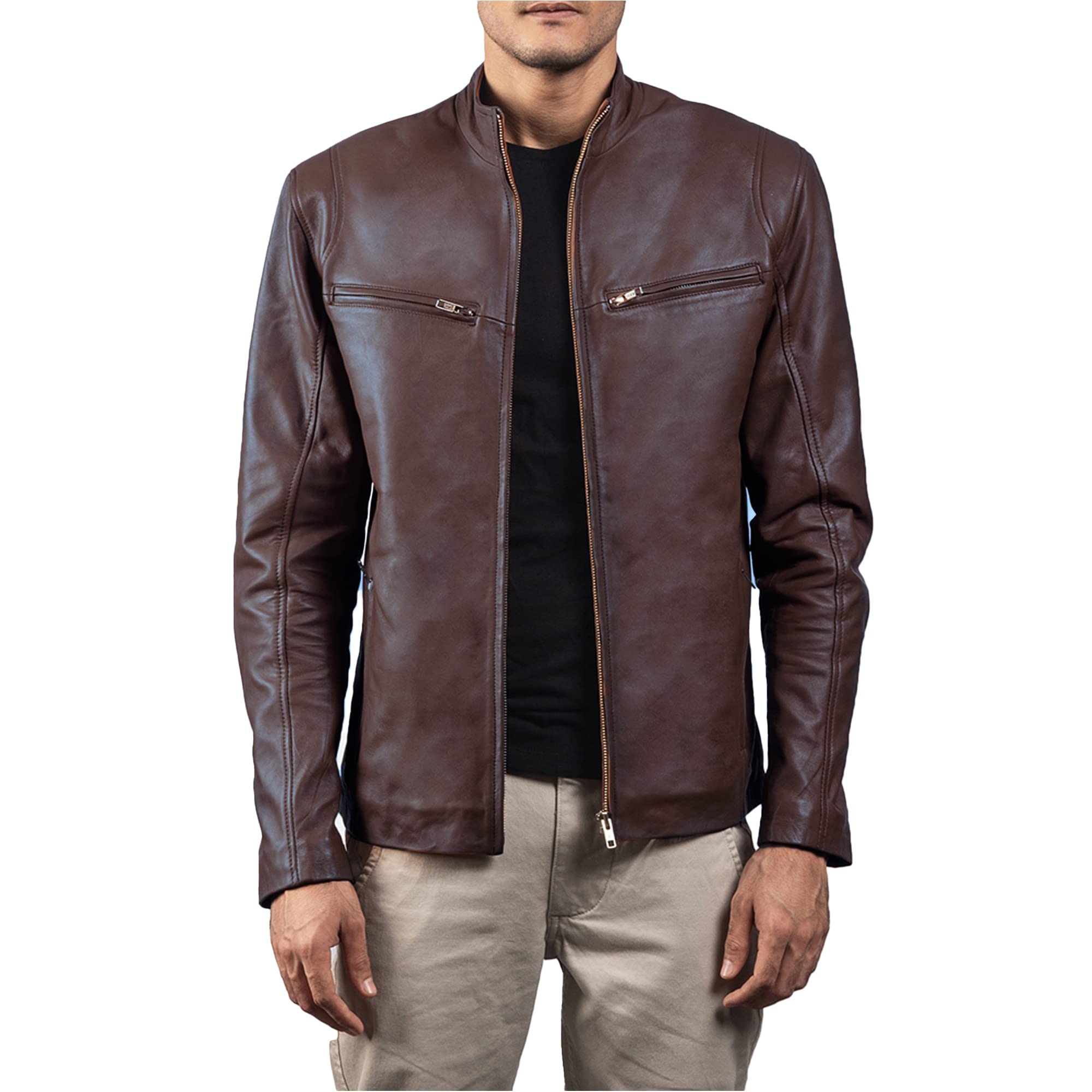 Premium Genuine Leather Jackets for Men - Black & Brown Biker & Cafe Racer Style Jackets | Durable Motorcycle Outerwear for Riding, Casual Wear & Fashion Outfits