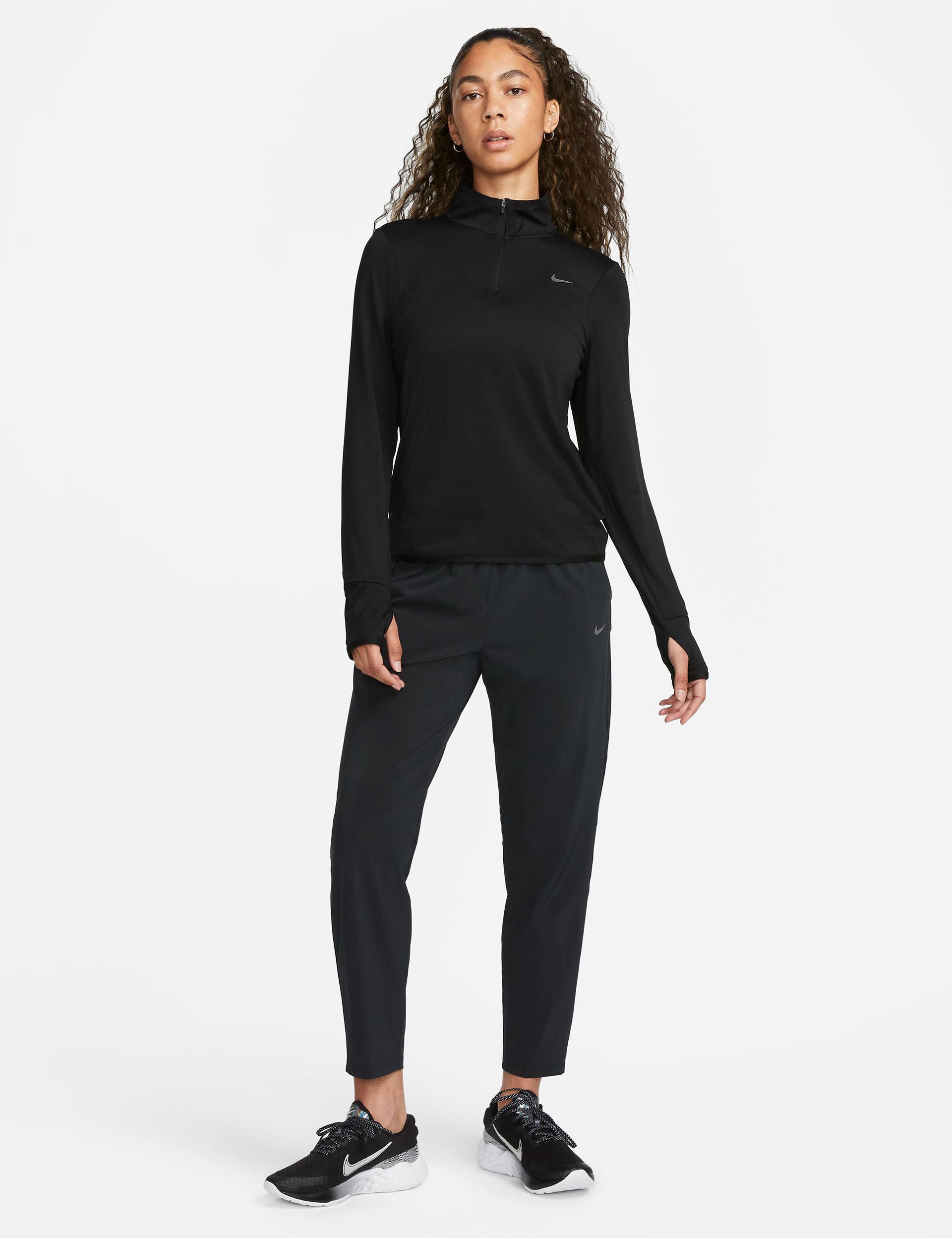 Nike Dri-FIT Swift Element UV 1/4 Zip Running Top - Breathable Moisture-Wicking Performance Shirt for Men & Women | Black/Reflective Silver | Ideal for Jogging, Gym Workouts & Outdoor Activities