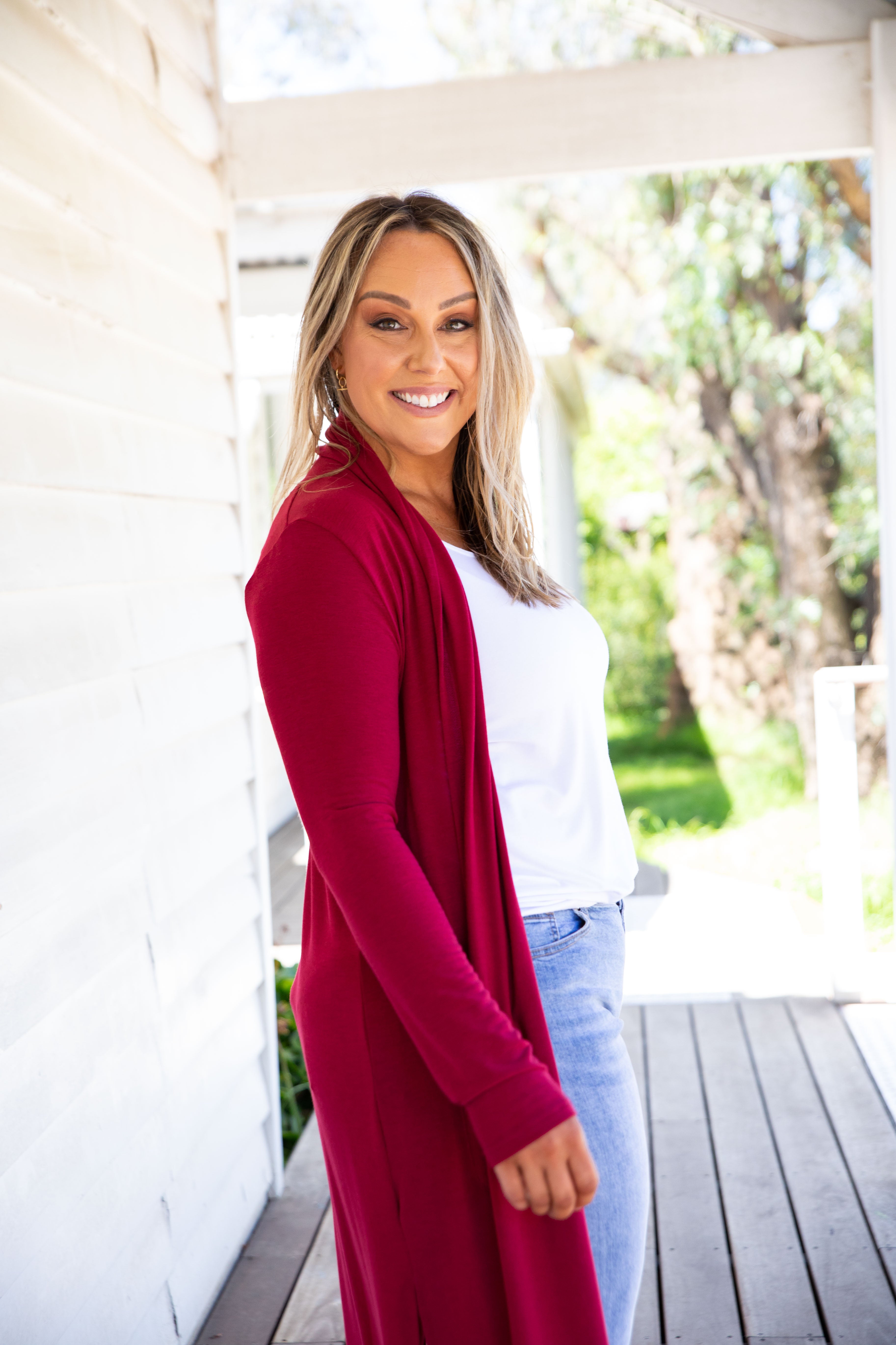 Jane Cardigan in Burgundy - Women's Knit Sweater Cardigan for Fall & Winter | Cozy Office Wear & Casual Outfits