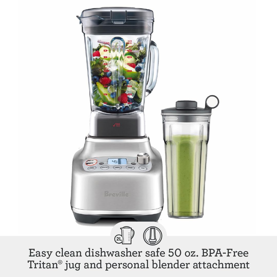Breville Super Q Blender - Commercial-Grade for Home - Black Stainless Steel - Perfect for Smoothies & Juicing