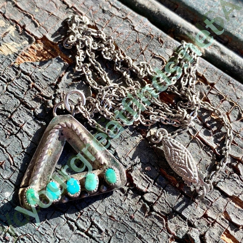 Authentic Early Navajo Triangle Turquoise Necklace - Handmade Sterling Silver Jewelry for Women - Perfect for Boho, Western & Native American Style Outfits