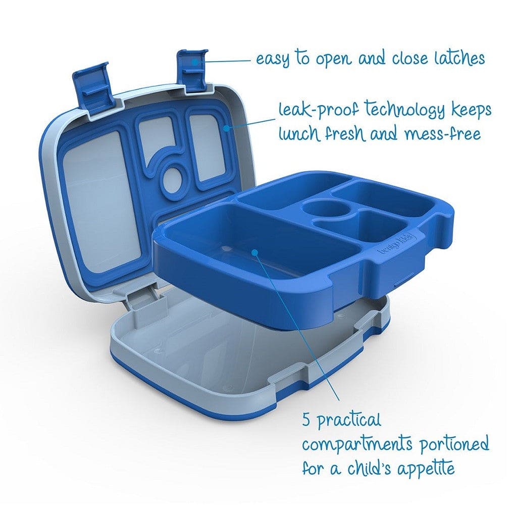 Bentgo Kids Leak-Proof Bento Lunch Box - Blue | 5-Compartment Meal Container for School, Picnics & Travel | BPA-Free Plastic Food Storage