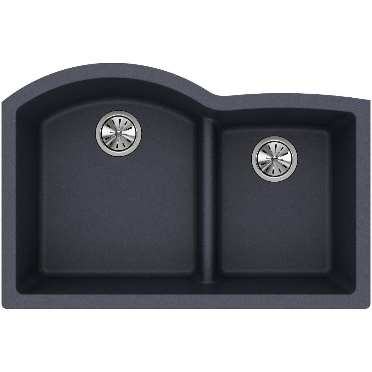 Elkay Quartz Classic 33 x 22 x 10 Inch Undermount Double Bowl Kitchen Sink with Aqua Divide - 60/40 Offset Design for Modern Homes, Perfect for Meal Prep and Cleanup