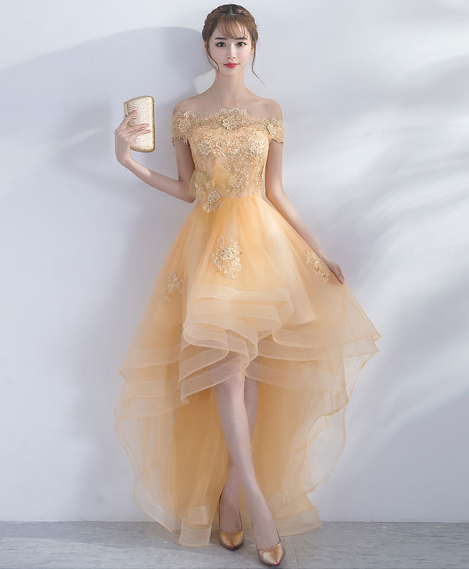 Elegant Champagne Tulle Lace Short Prom Dress | Homecoming Party Gown | Perfect for Prom Night, Homecoming Dance & Special Occasions