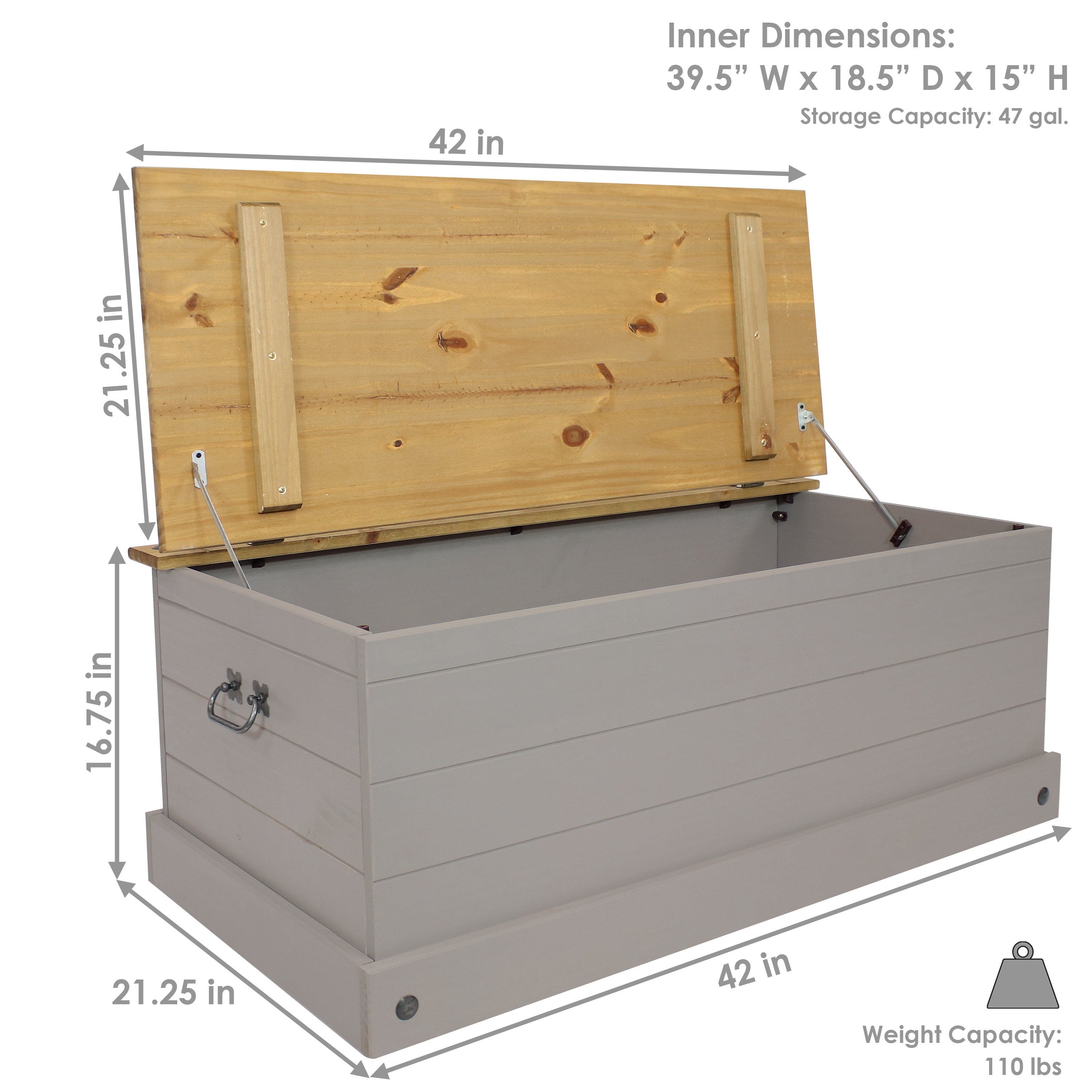 Sunnydaze Solid Pine Wooden Storage Chest - 39.5