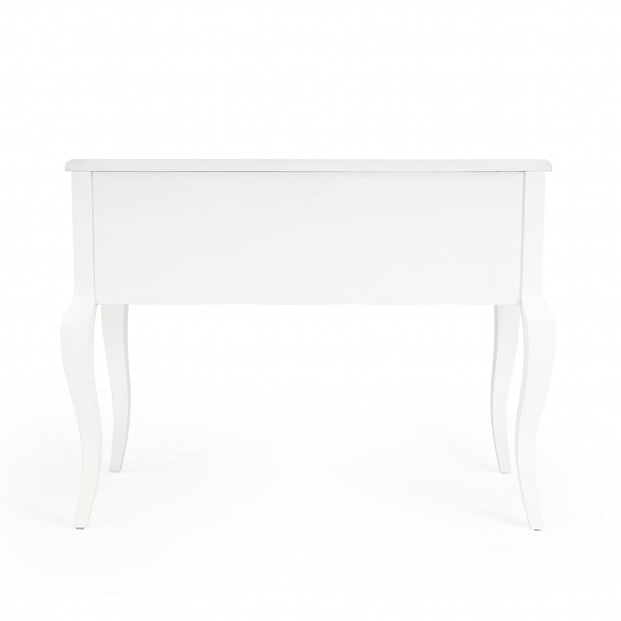 Acacia Wood Writing Desk with MDF & Birch Veneers - Cottage White Home Office Desk for Small Spaces, Study & Workstation