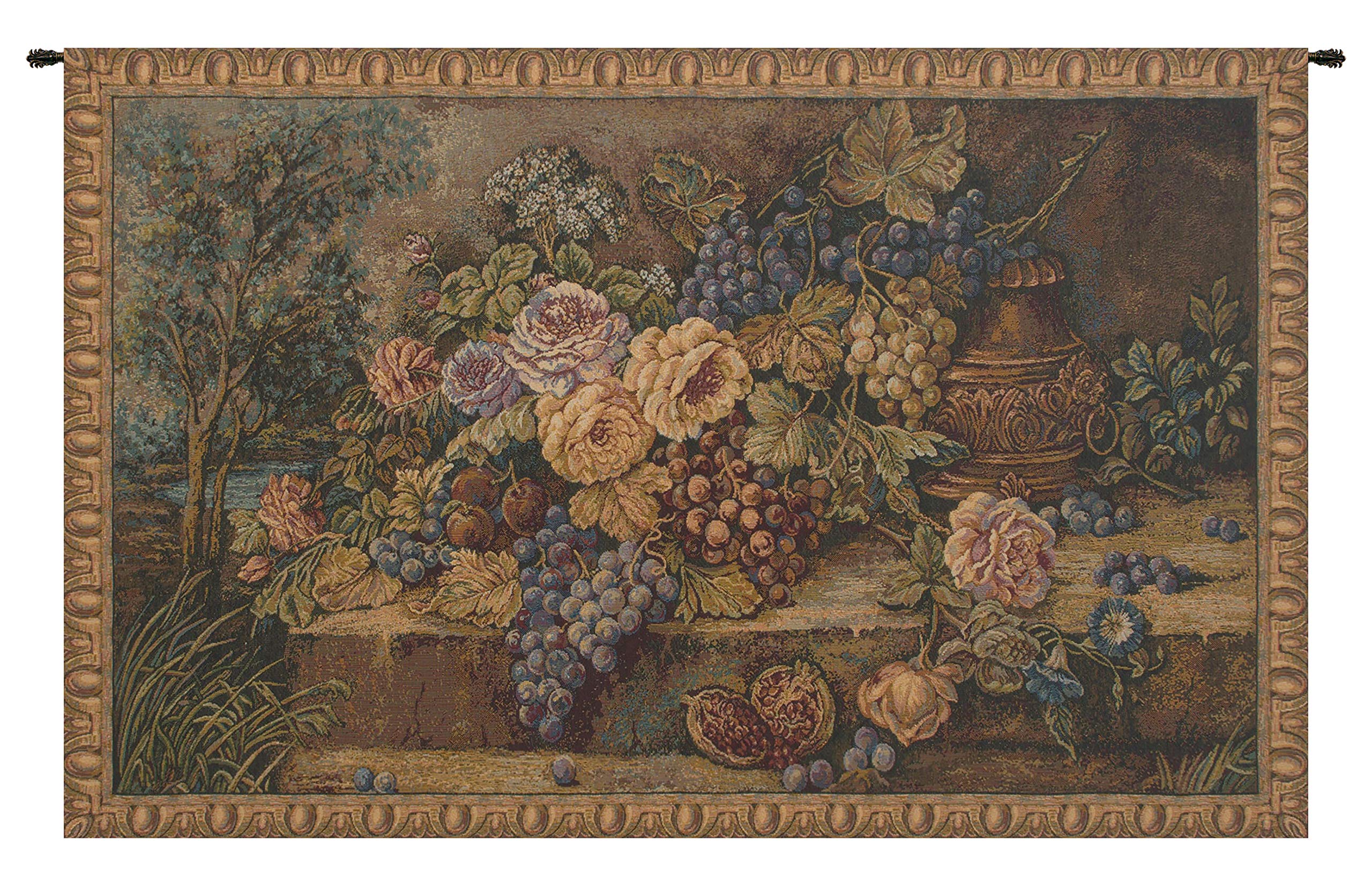 Charlotte Home Furnishings Italian Grape Bouquet Tapestry Wall Hanging - 26x40 Inch Viscose Cotton Polyester Blend Woven Wall Art for Living Room, Bedroom & Dining Room Decor