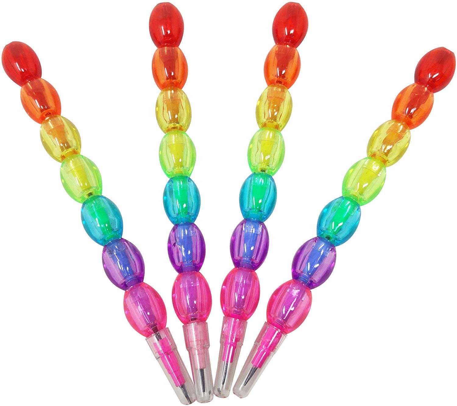 TWIN SEVEN® Kids Non-Sharpening Stacking Pencils - 12 Pack Rainbow Colored Motif Design Pencils for School, Birthday Party Favors & Return Gifts - Safe & Durable Writing Tools for Children's Classroom & Art Activities