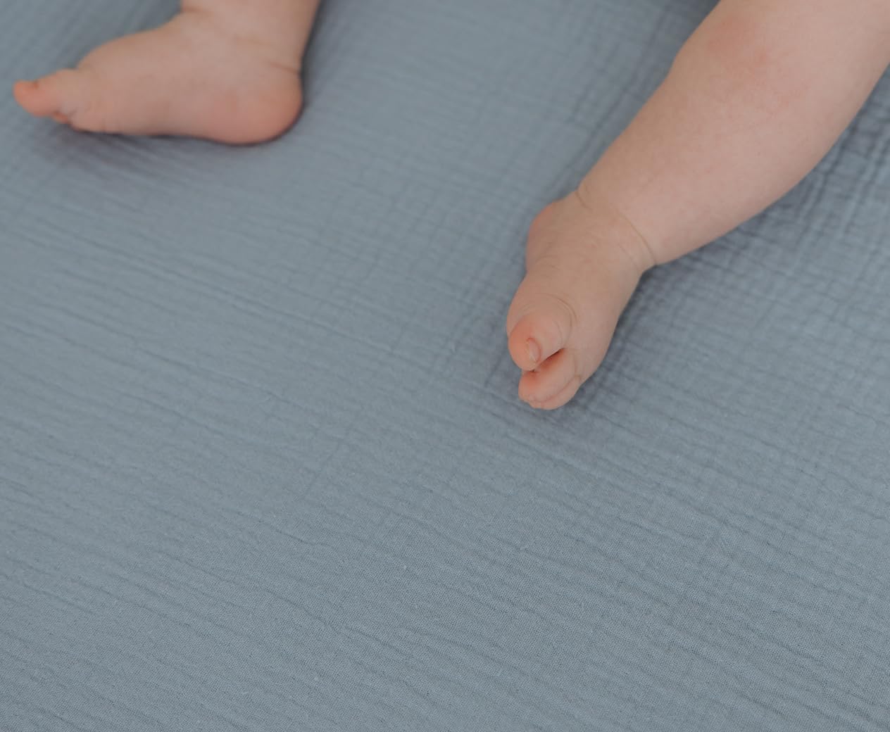 Soft 100% Cotton Muslin Crib Sheets Fitted for Standard Crib Mattress (52x28 Inches) - 2 Pack Baby Crib Sheets for Girls & Boys in Blue & Light Blue | Breathable, Comfortable Nursery Bedding for Newborns & Toddlers | Perfect for Daycare, Home Nursery & Travel Cribs