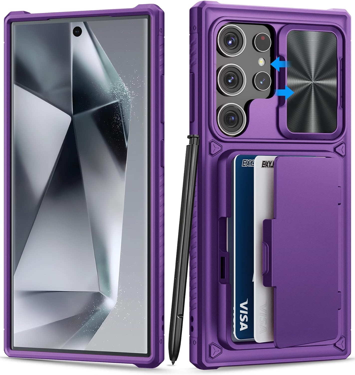 Samsung Galaxy S24 Ultra Phone Case with Card Holder - Shockproof Wallet Cover for Daily Use, Travel & Business (Black)