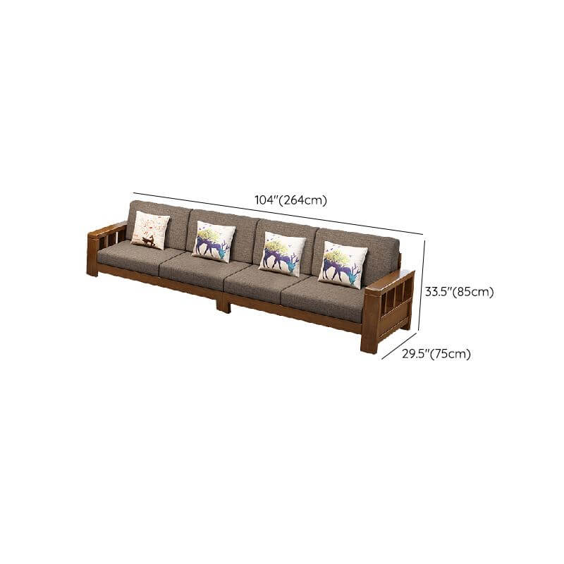 Modern Grey Sofa Couch with Natural Wood Legs - 3-5 Pillows & Hidden Storage Compartment | Perfect for Living Room, Apartment, and Small Space Furniture