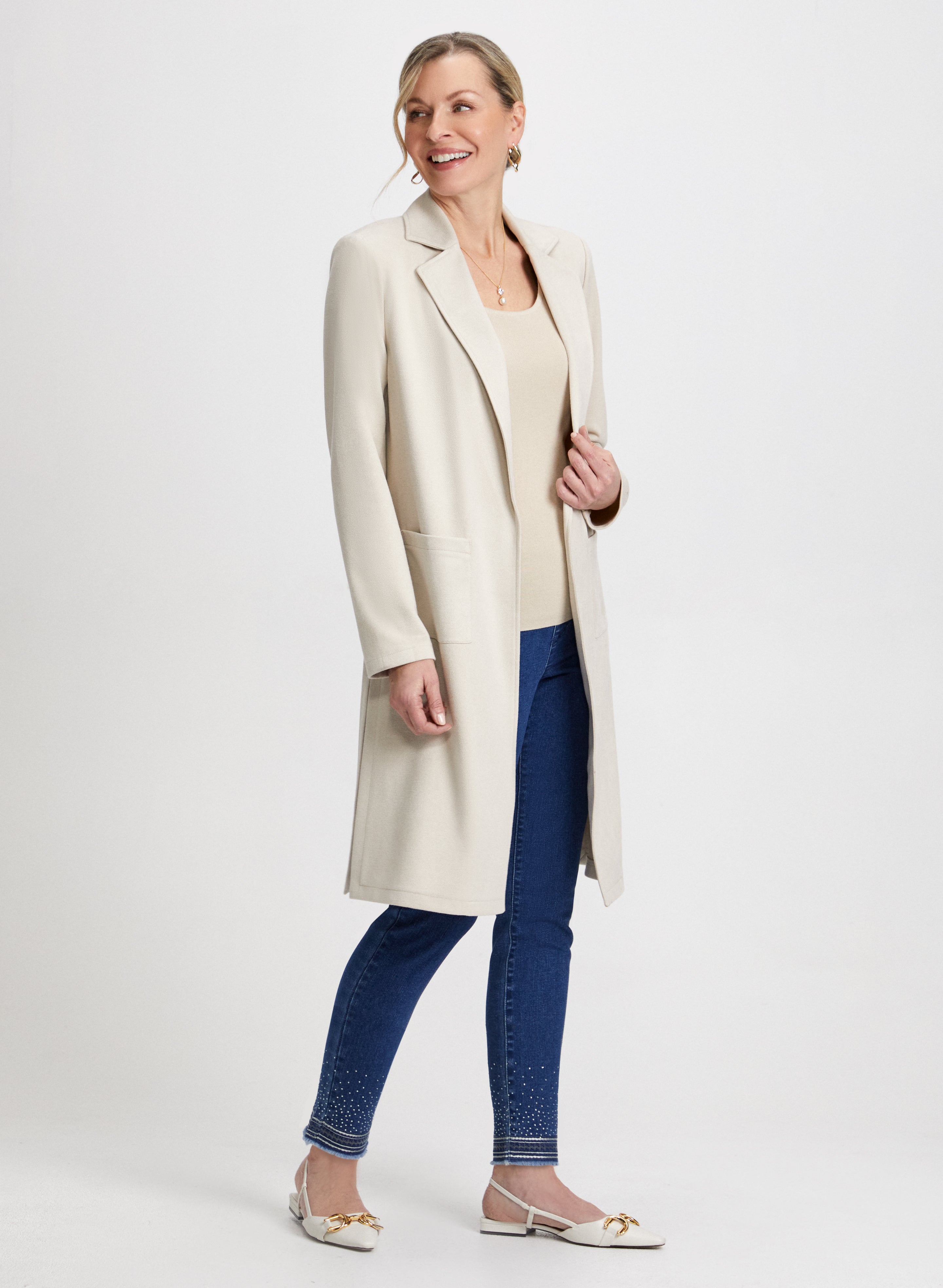 Stylish Faux Suede Jacket & Slim Fit Jeans Set for Women - Trendy Outfit for Casual Wear, Date Night & Fall Fashion