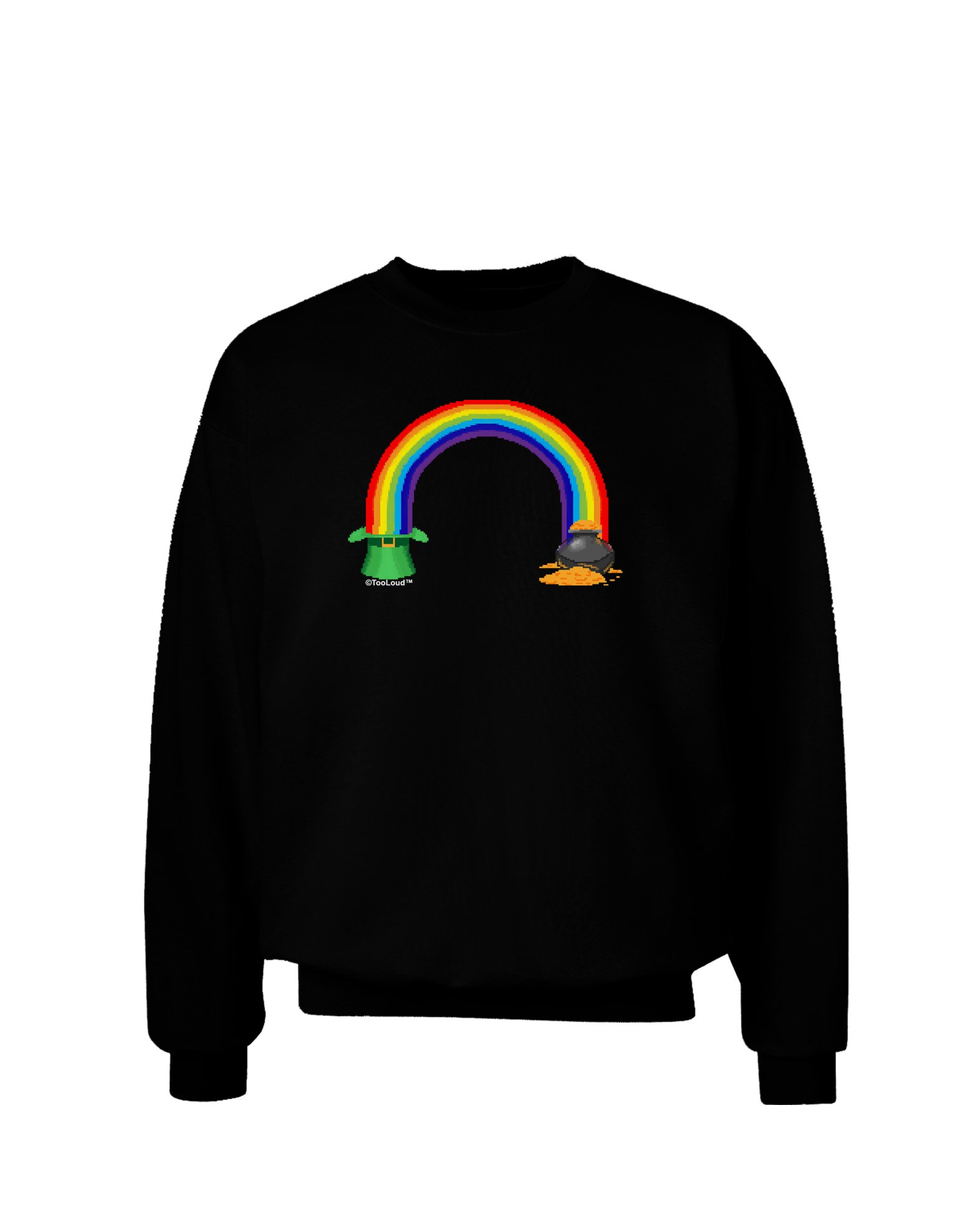 TooLoud Pixel Pot of Gold Adult Dark Sweatshirt - Cozy Graphic Hoodie for Men & Women - Perfect for St. Patrick's Day, Casual Wear & Gamer Fashion