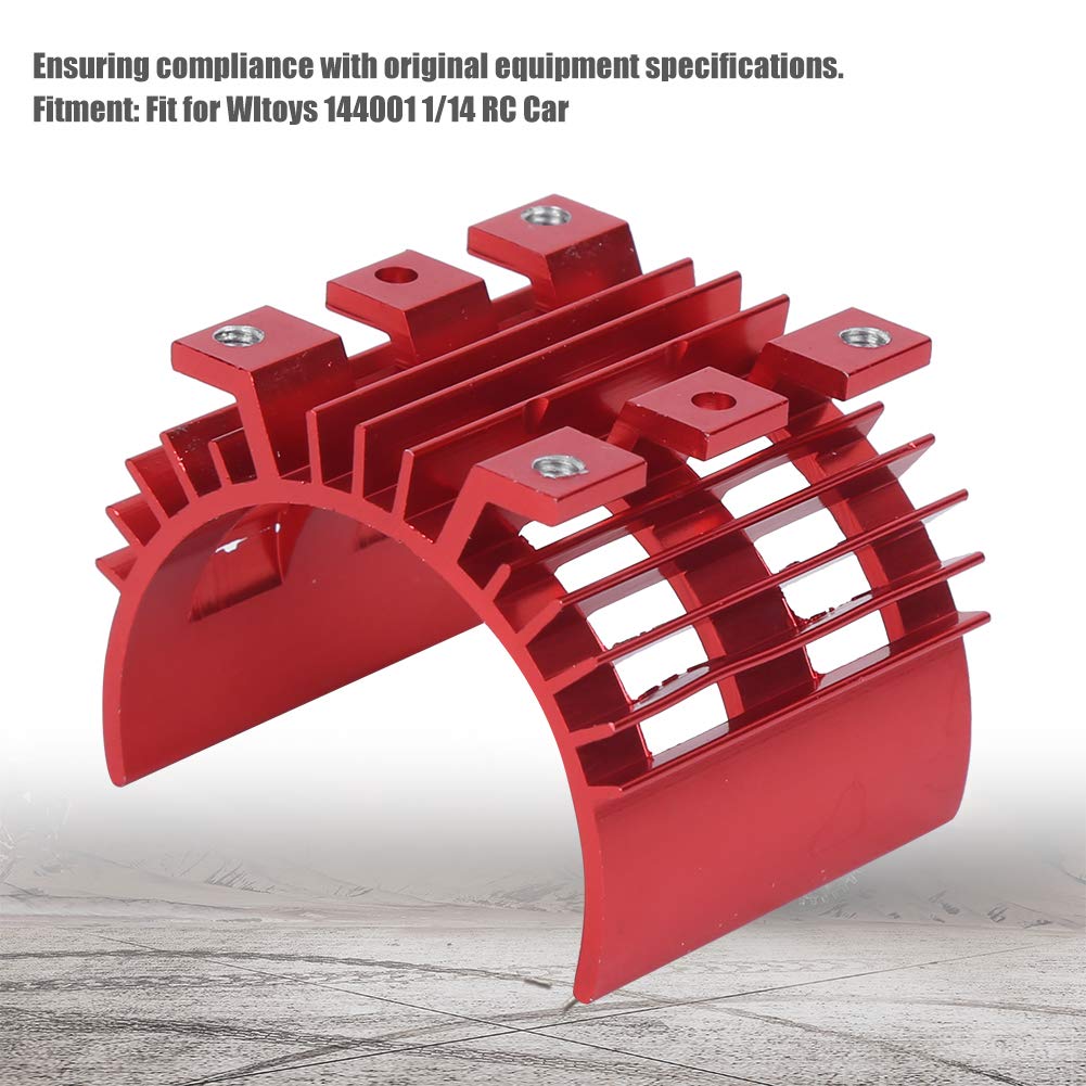 High-Performance Aluminum Alloy RC Motor Heat Sink - Universal Cooling Radiator for WLtoys 144001 1/14 Scale Remote Control Cars - Red Upgrade Part for Racing & Off-Road RC Vehicles