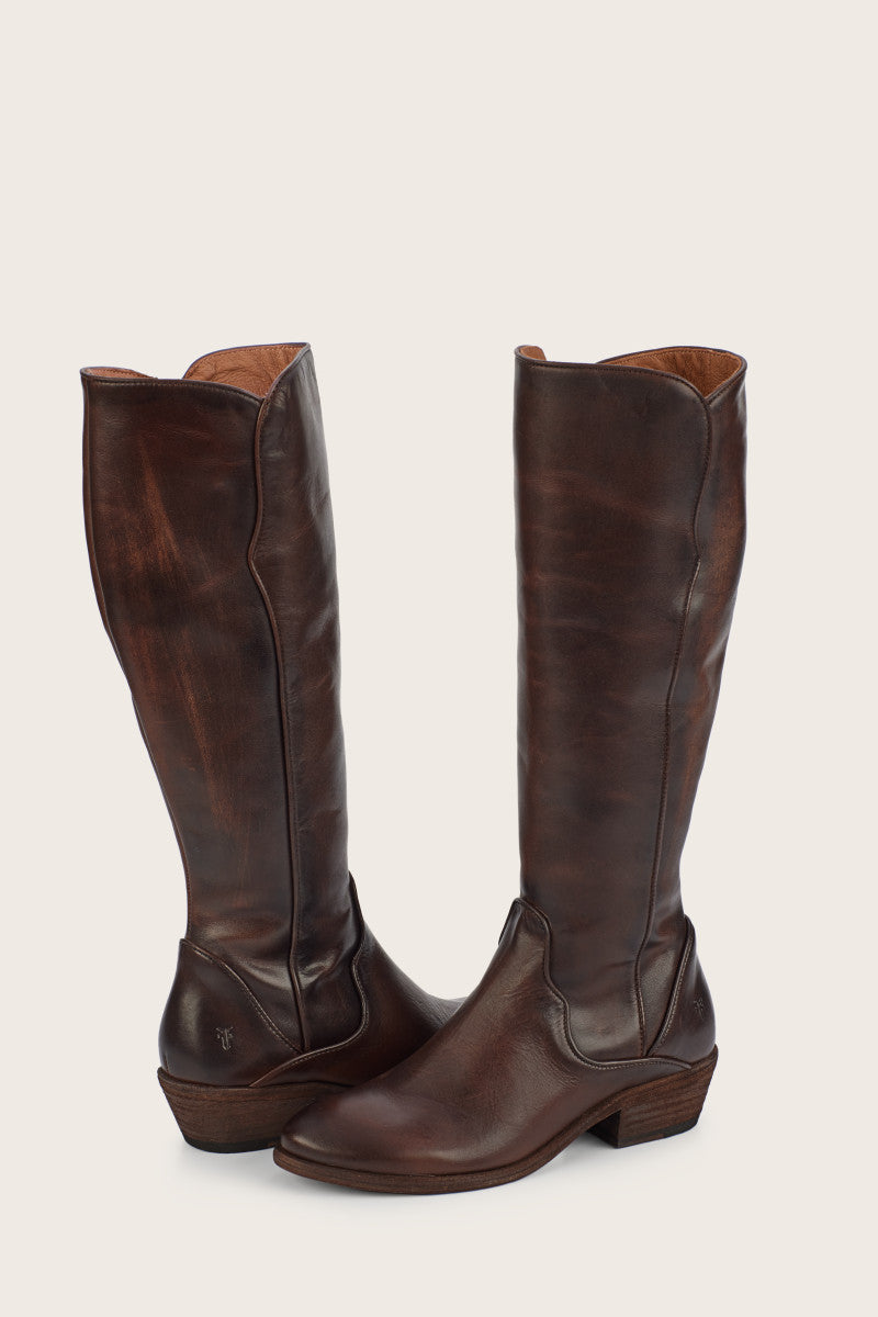 Vintage Carson Piping Tall Boots - Premium Pre-Owned Leather Ankle Boots for Women | Perfect for Fall Fashion, Casual Outfits & Date Nights