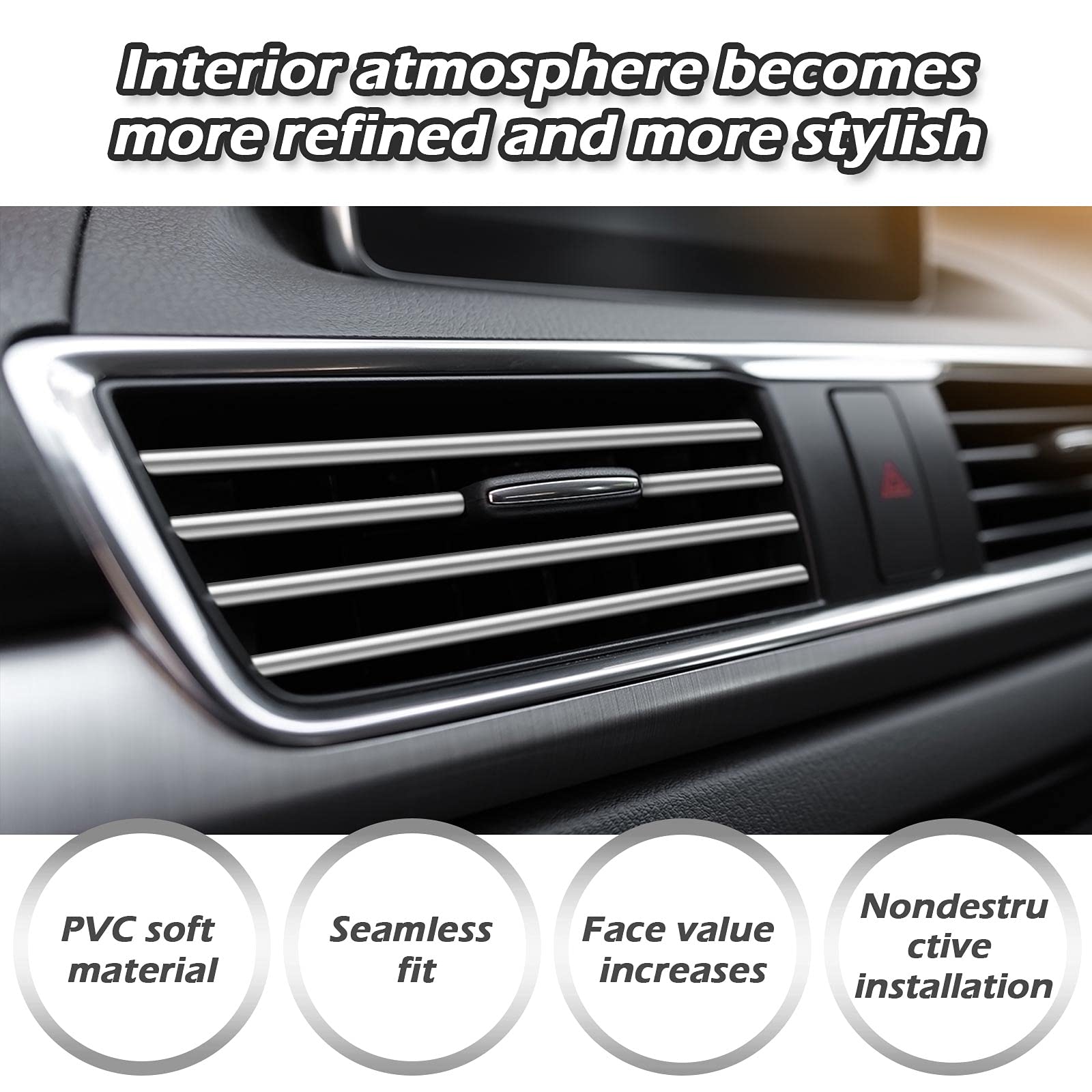 **Frienda 20-Piece Universal Car Air Vent Decoration Strips – Waterproof, Bendable, Silver Trim for Straight AC Vents – Perfect for Car Interior Styling & Personalization**    *(Ideal for enhancing car aesthetics, protecting vents, and adding a sleek touch to your vehicle's interior.)*