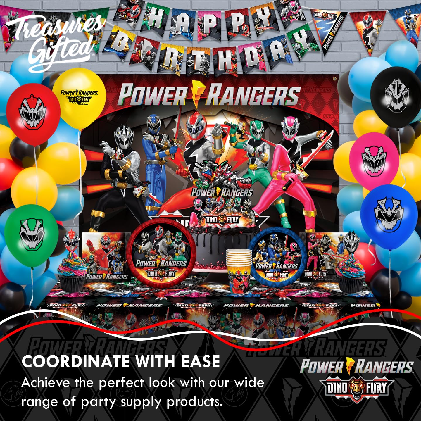 Power Rangers Cake Topper Set - 1 Cake Topper & 24 Cupcake Toppers with Wrappers - Officially Licensed Birthday Party Supplies for Kids - Perfect for Power Rangers Themed Birthday Cakes, Cupcakes and Celebrations