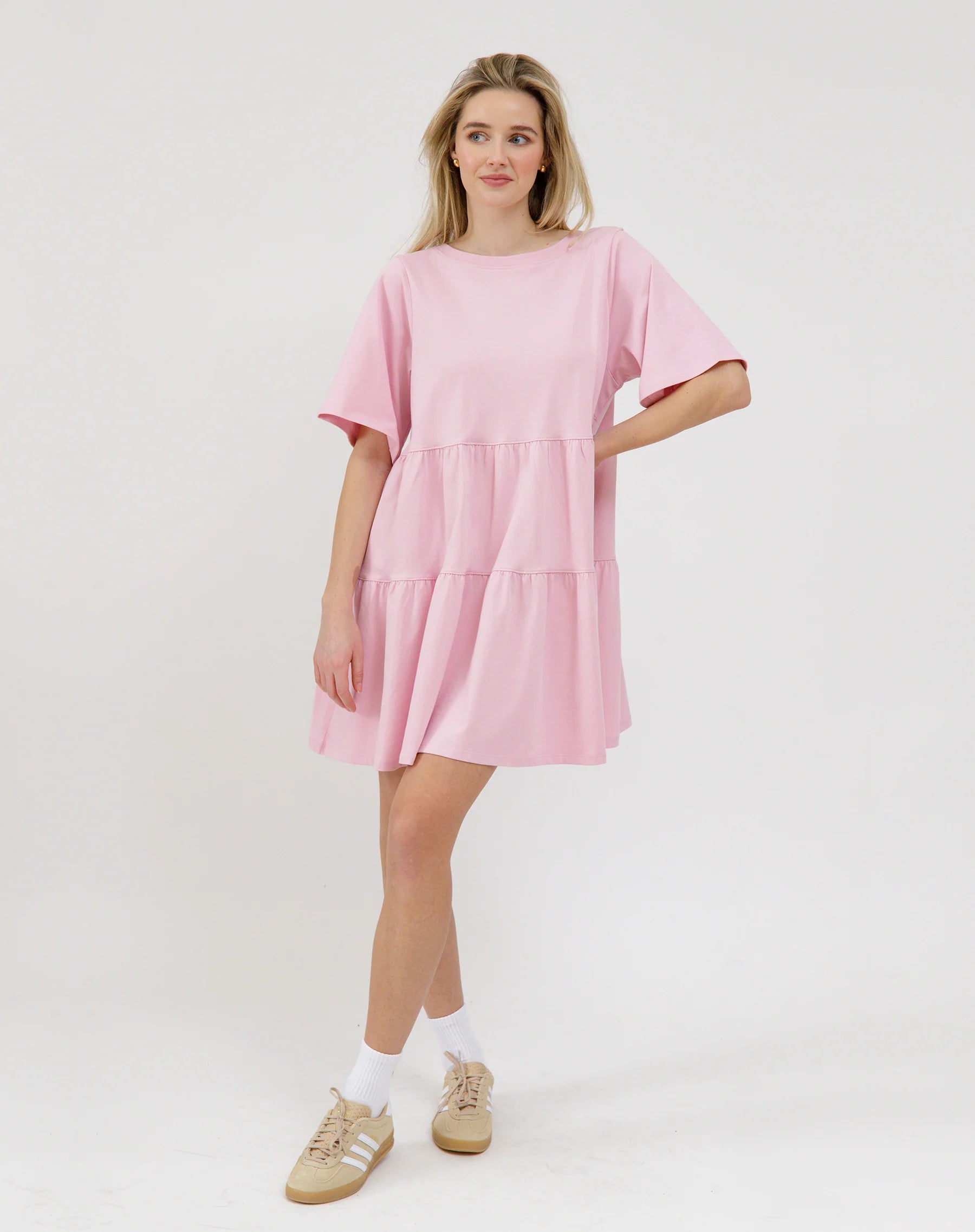 Brunette the Label Women's Tiered Bow Dress - Elegant Flowy Midi Dress for Parties, Weddings & Special Occasions