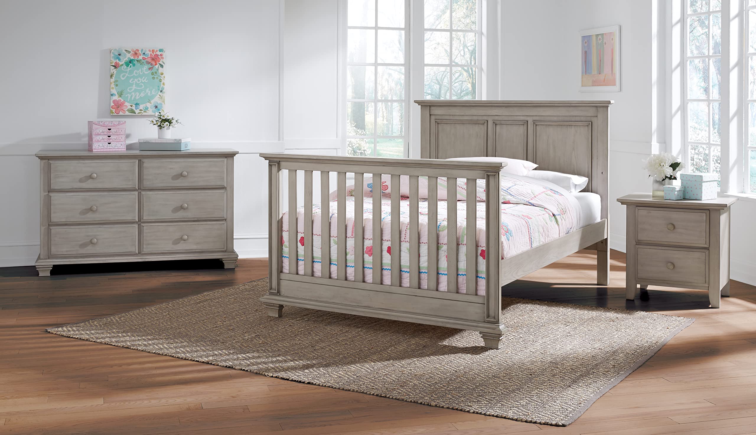 Oxford Baby Universal Full Bed Conversion Kit - Stone Wash Finish, Greenguard Gold Certified for Safe & Healthy Nursery - Perfect for Toddler Beds & Daycare Centers