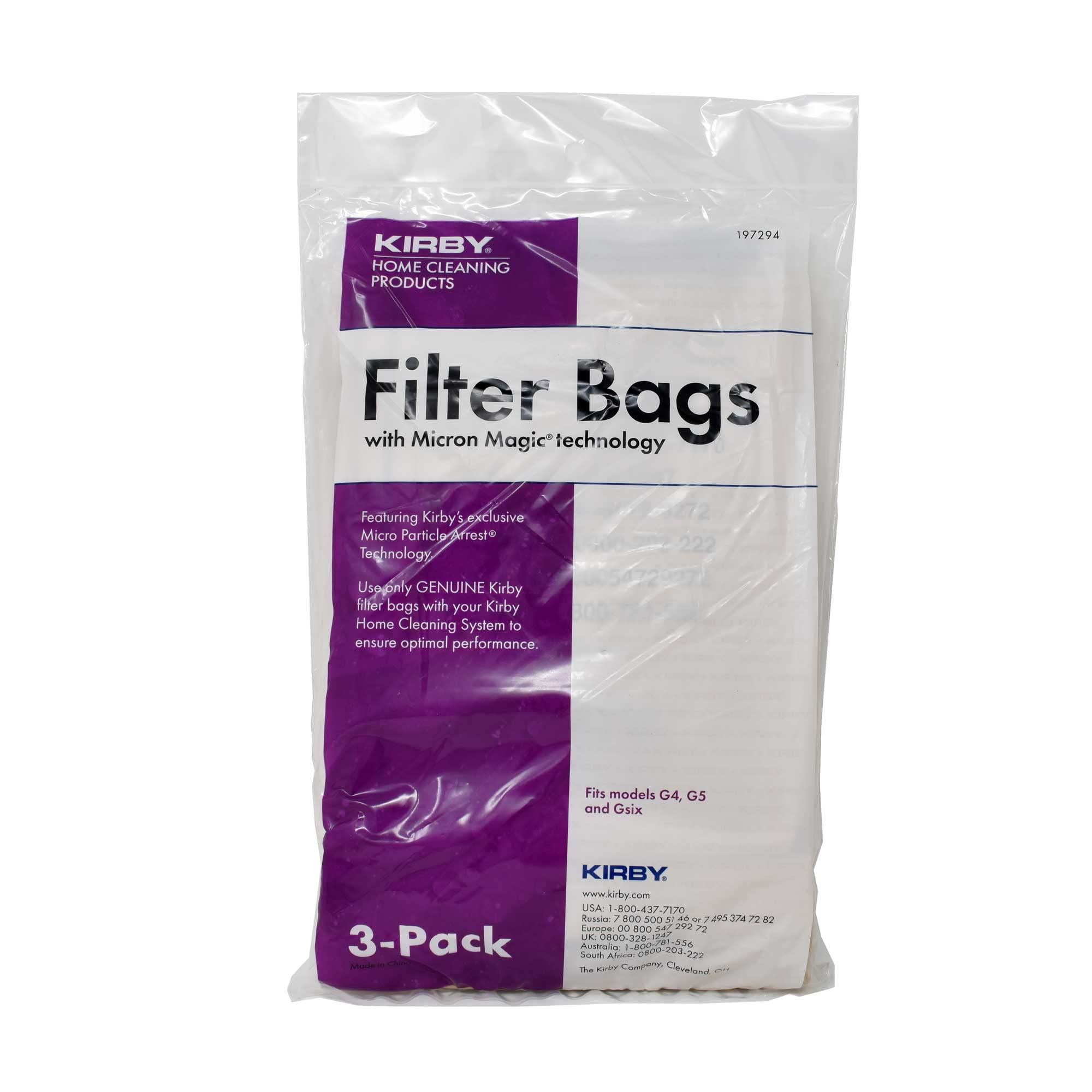 Genuine Kirby Vacuum Bags - OEM Part #197294 - 3-Pack (35 Filter Bags) - Micron Magic Filtration for Kirby G3 G4 G5 G6 Models - Perfect for Pet Hair, Allergies & Deep Home Cleaning