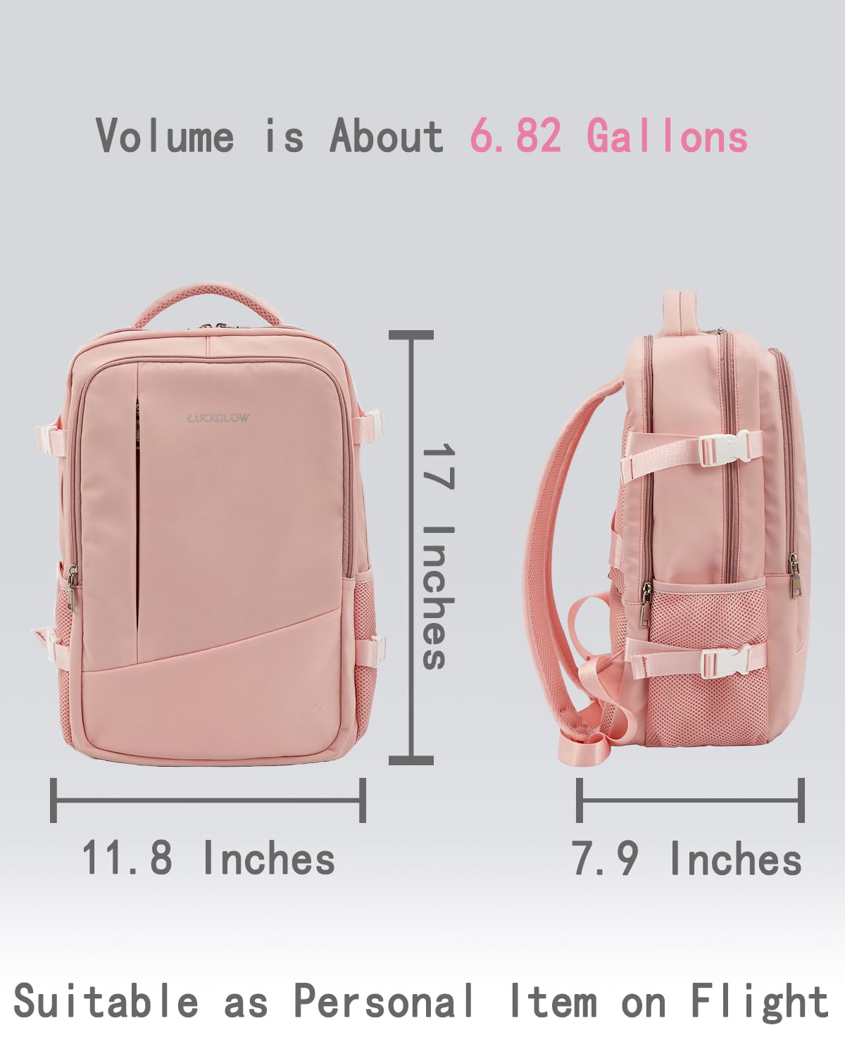 Women's Pink Travel Backpack - 15.6 Inch Laptop Carry-On Backpack with USB Charging Port, Lightweight Water-Resistant Daypack for Work, School & Airplane Travel