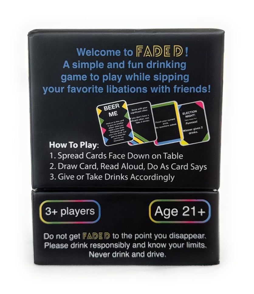 FADED - Fun Drinking Card Game for Parties, Game Nights & 21st Birthday Celebrations - Perfect for College Students, Tailgates & Social Gatherings - Great for Adult Game Nights, Bachelorette Parties & Bar Crawls