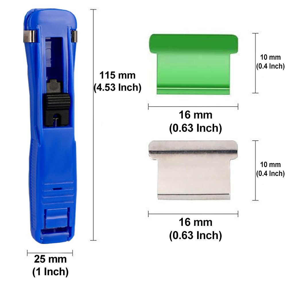 QPINGH 4Pcs Reusable Stainless Steel Clam Clips for Paper - 100 Refill Clips Included, Fast Document Clipper for Office, School & Home Use - Organize Files, Notes & Homework - 4 Colors (Black, Blue, Green, Red)