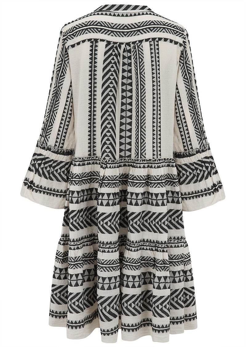 Ella Midi Dress in Black & Off White - Elegant Cocktail Party & Wedding Guest Dress for Women