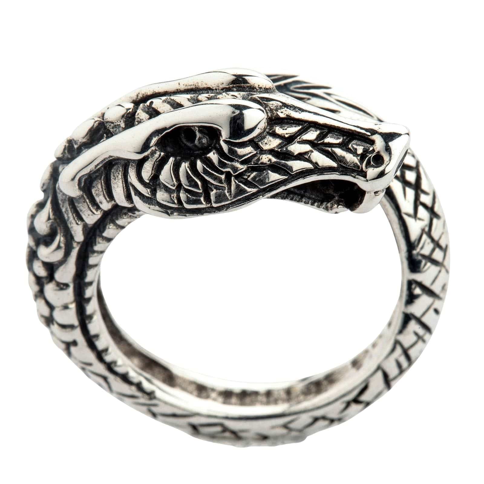 Viking Dragon Ring for Men - Adjustable Sterling Silver Band - Perfect for Cosplay, Medieval Reenactment & Norse Jewelry Lovers
