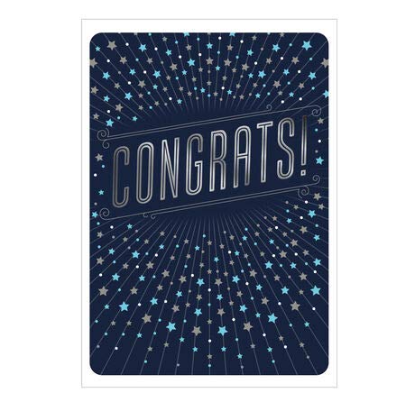Hallmark Business Congratulations Greeting Cards - Silver Stars on Navy (Pack of 100) | Professional Office Thank You Cards for Employees, Clients & Corporate Events