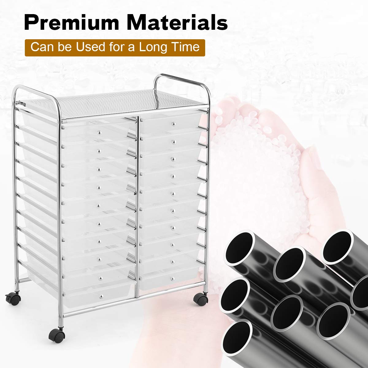 20-Drawer Rolling Storage Cart with Universal Wheels - Multipurpose Mobile Utility Organizer for Classroom, Office, School & Home - Perfect for Craft Supplies, Office Stationery & Home Organization