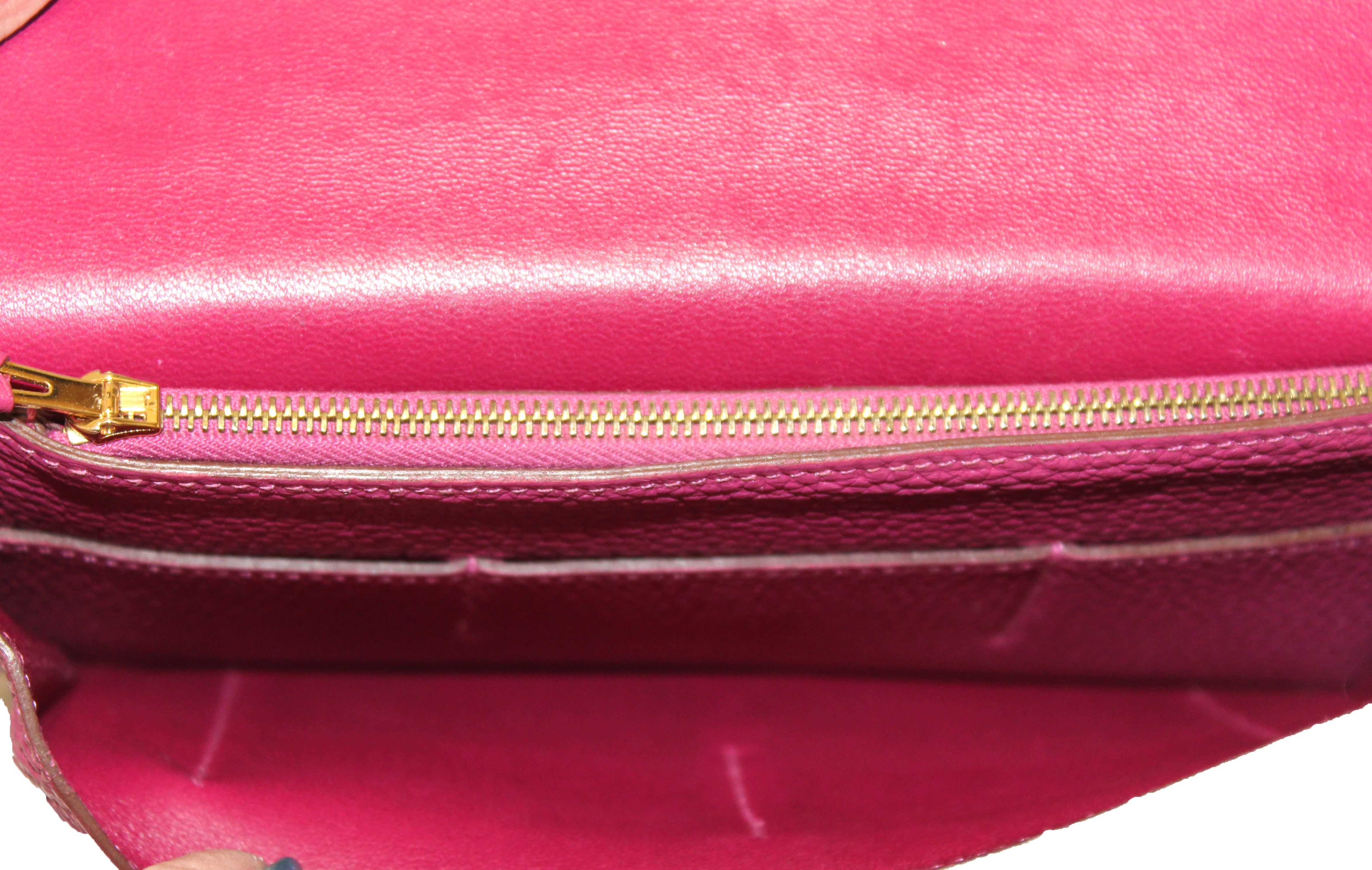 Authentic Hermes Pink Rose Pourpre Togo Leather Dogon Duo Wallet - Luxury Bifold Card Holder for Women - Perfect for Everyday Use & Gift Giving