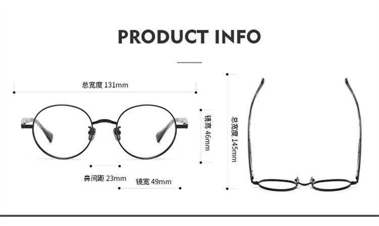 Stylish Black Titanium Round Eyeglasses for Women - Lightweight Full Rim Frame BM216 | Perfect for Work, Reading & Everyday Wear