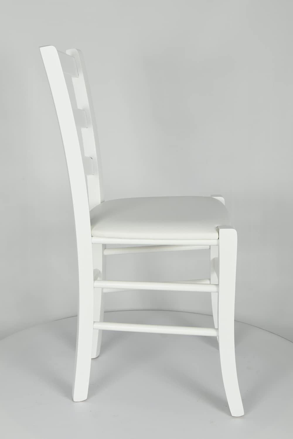 TommyChairs Venezia Dining Chair - White Lacquered Beech Wood Frame with White PU Leather Upholstered Seat - Perfect for Kitchen, Dining Room & Home Decor
