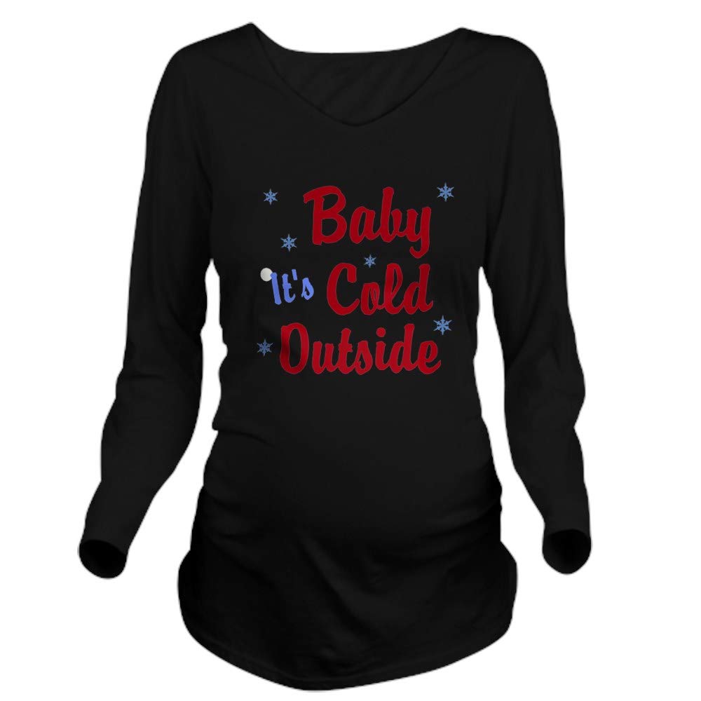 Baby It's Cold Outside Maternity T-Shirt - Comfortable & Stylish Pregnancy Tee for Moms-to-Be | Perfect for Winter Holidays, Family Photos & Cozy Outings