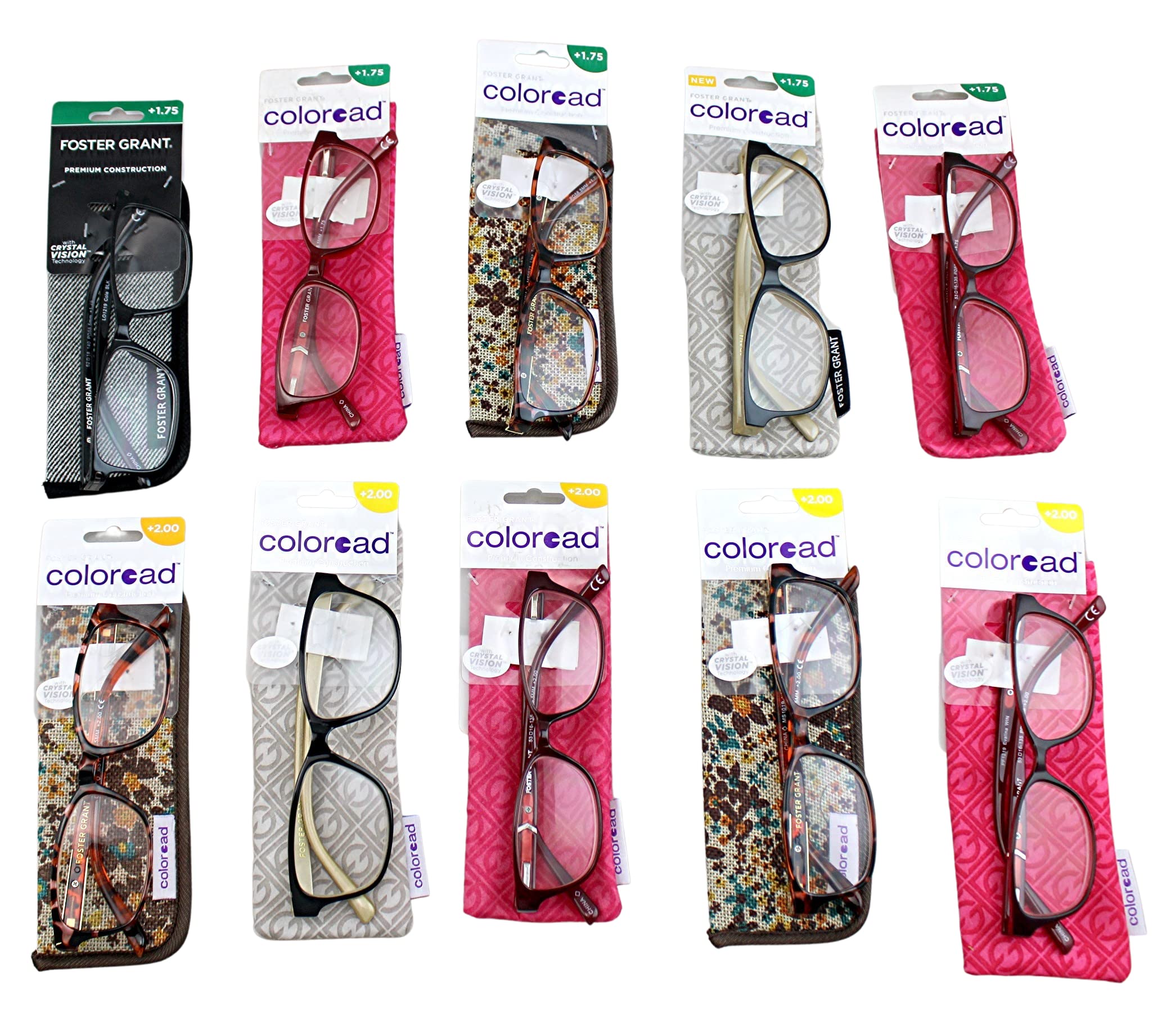 Foster Grant Reading Glasses Wholesale Lot of 75 with Case - +1.75 & +2.00 Strength | Dependable Industries Inc. | Perfect for Office, Reading, and Daily Use