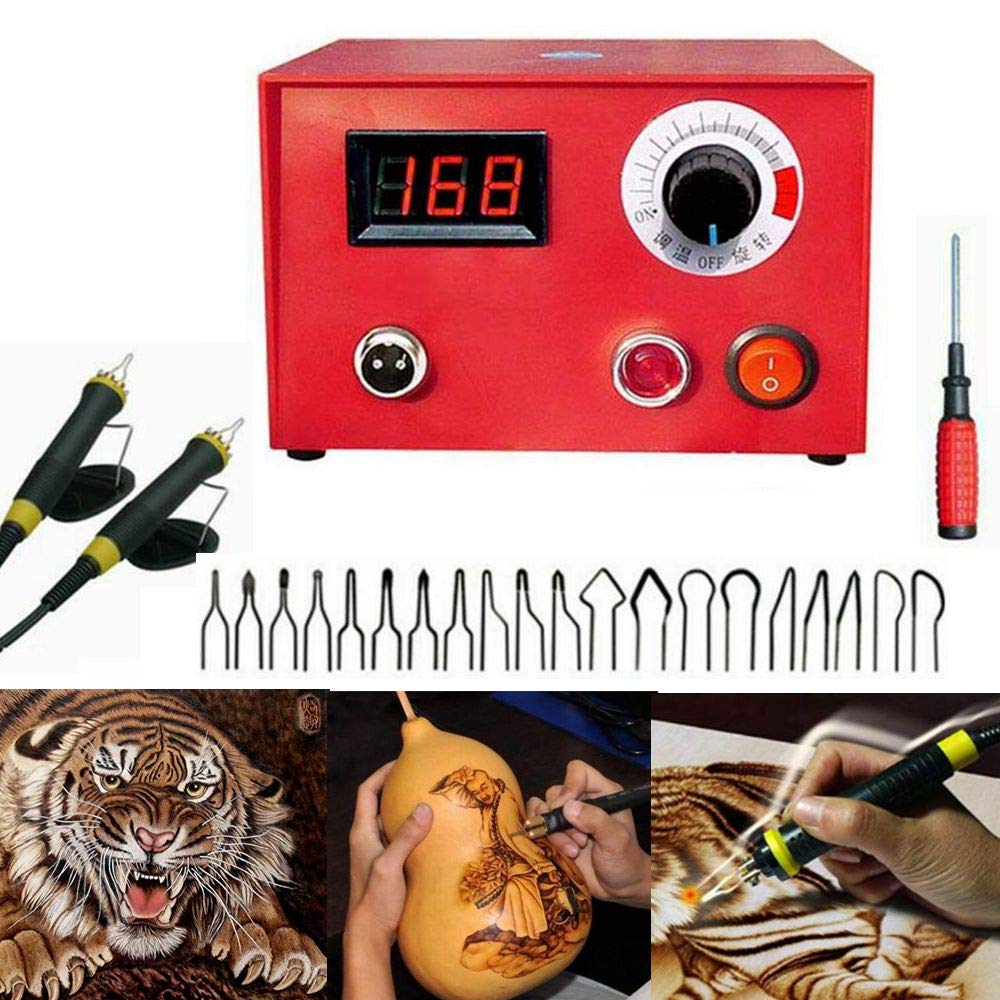 Weimei 110V 50W Wood Burning Kit with Digital Display - Adjustable Temperature Pyrography Pen Set for Wood Crafting, DIY Art Projects & Professional Woodburning (2 Pens Included) - Perfect for Home Decor, Personalized Gifts & Woodworking Projects