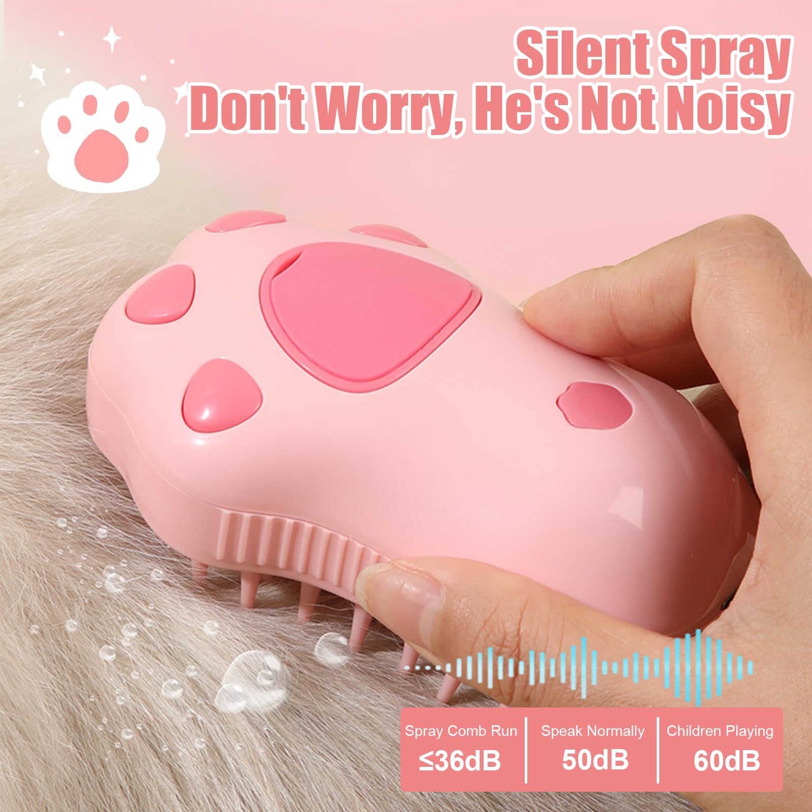 Rechargeable Cat Grooming Brush - 3-in-1 Deshedding & Massage Tool for Pets at Home