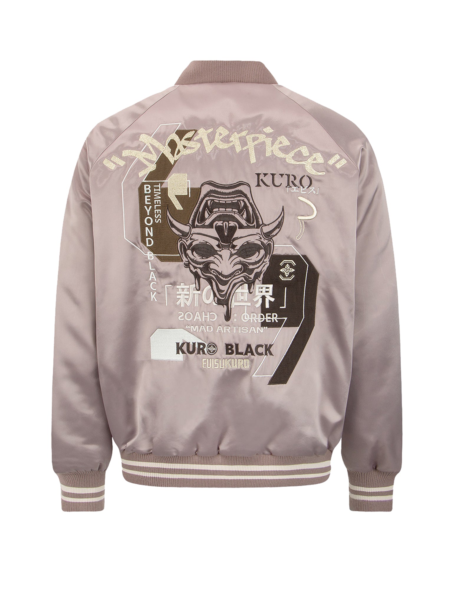 Japanese Hannya Mask Embroidered Padded Souvenir Jacket - Stylish Streetwear for Men & Women | Perfect for Cosplay, Halloween, and Anime Conventions