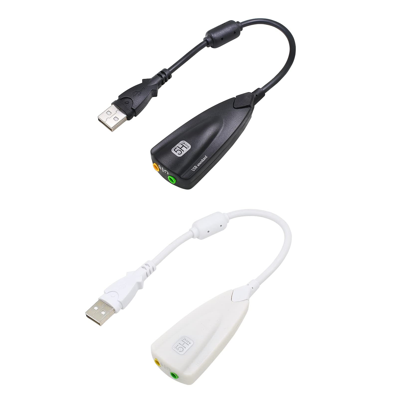 Fhsqwernm 5HV2 USB External Sound Card - 7.1 Channel Audio Adapter with 3.5mm Jack, Plug & Play No Driver Needed, Portable USB Sound Card for Gaming, Streaming & Conference Calls