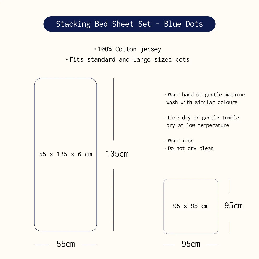 Premium Stacking Bed Sheet Set with Carry Bag - Blue Stripes - Perfect for Travel, Camping & Dorm Room Essentials