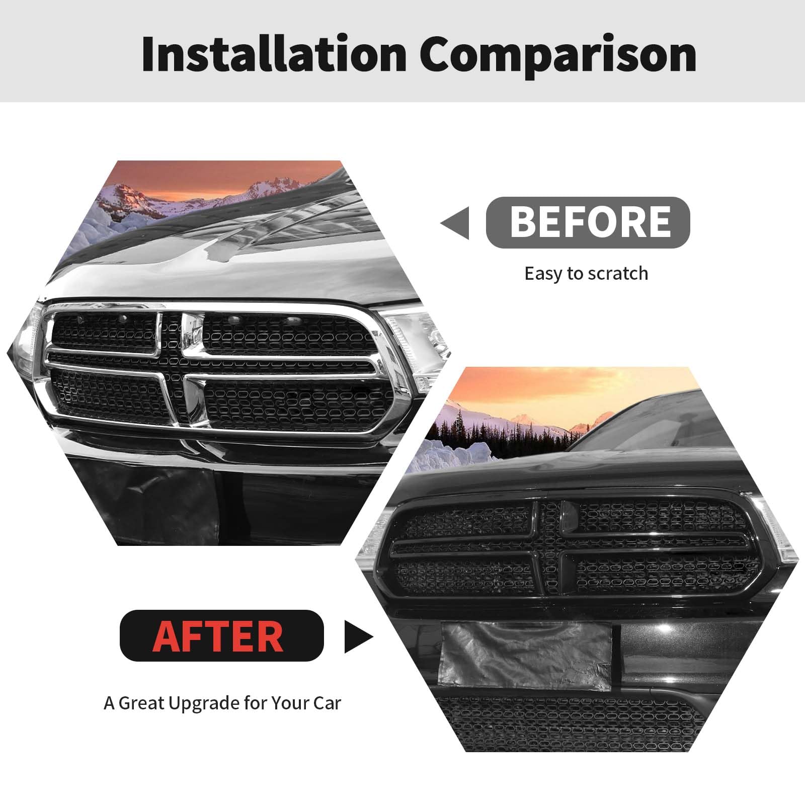 Black Front Grille Inserts Trim Cover for Dodge Durango 2011-2020 - Exterior Accessories & Grill Frame Decoration | Upgrade Your SUV's Style for Off-Road Adventures & Daily Commutes