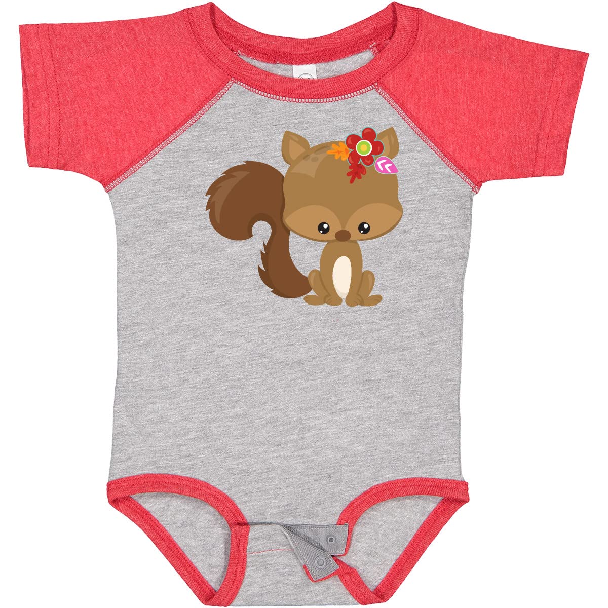 Inktastic Spring Animals Baby Bodysuit - Adorable Squirrel & Colorful Flowers Design - Perfect for Spring Outings, Baby Showers & Photo Shoots